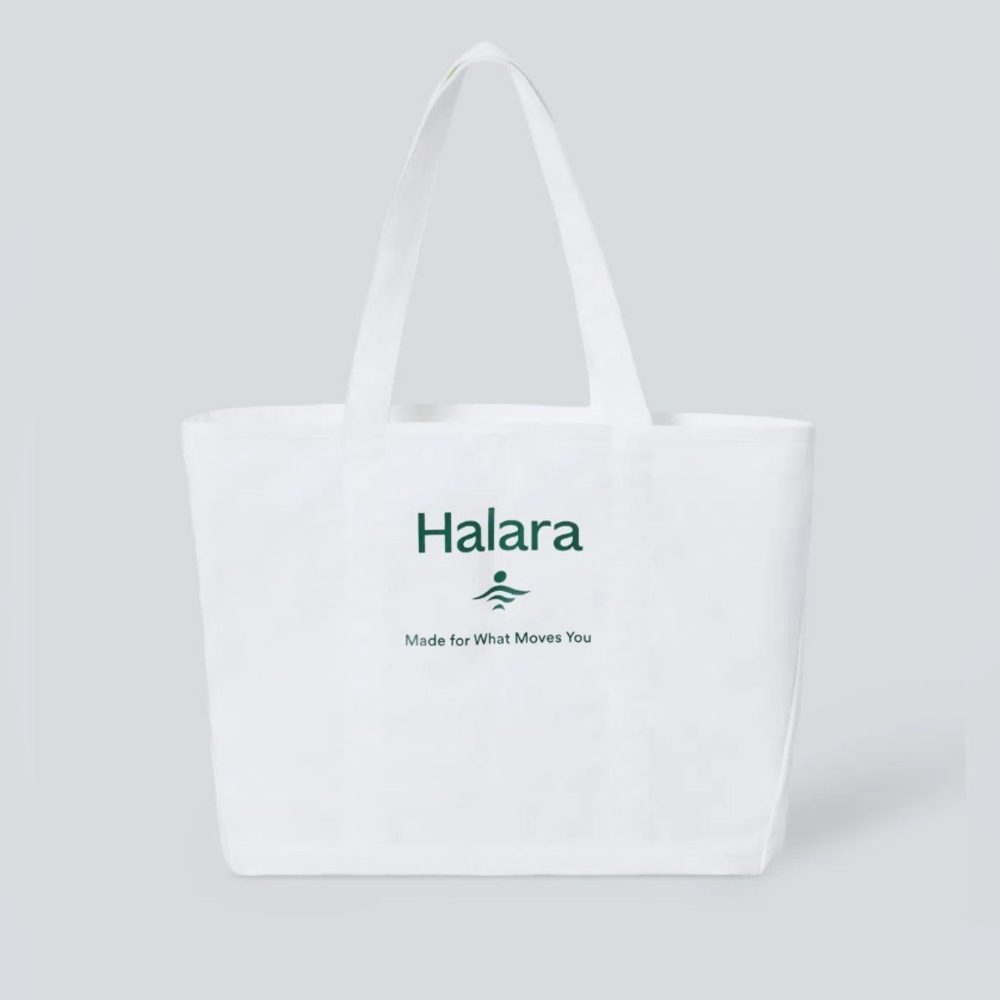 NWT Halara letter print casual canvas tote bag white
